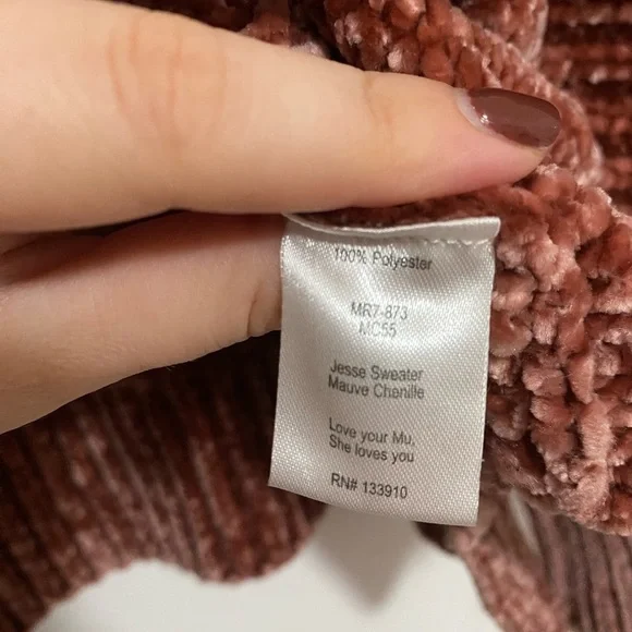 Mumu Jesse Sweater in Mauve Chenille - Picture 5 of 6
